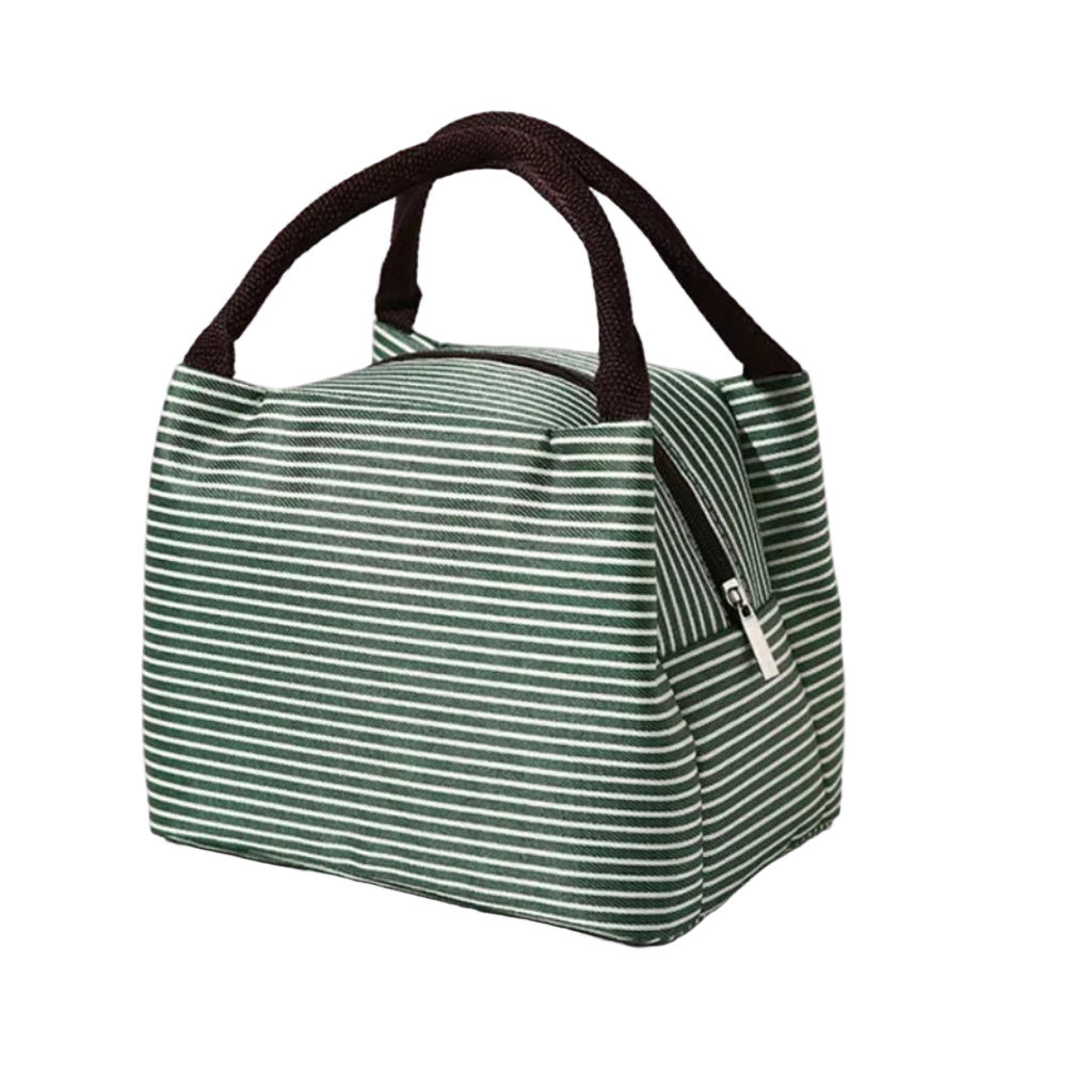 Sac Isotherme Rayé Oxford Vert– Élégance et Fraîcheur au Quotidien