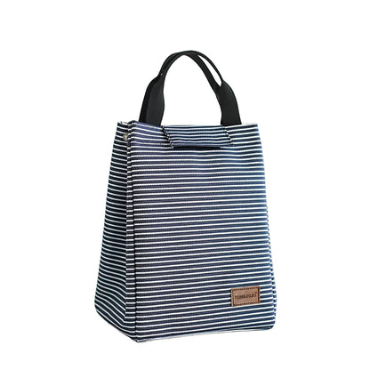 Sac Isotherme Repas Rayé Bleu – Double Couche, Grande Capacité Oxford