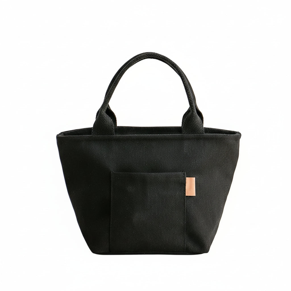 Sac Isotherme Repas en Toile Canvas Double Couche Noir - Organisation Quotidienne & Déplacements