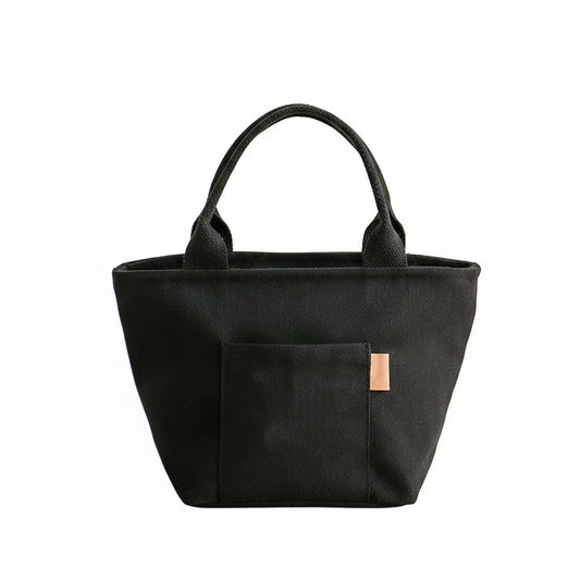 Sac Isotherme Repas en Toile Canvas Double Couche Noir - Organisation Quotidienne & Déplacements