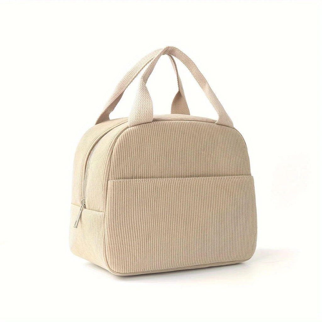 Sac Isotherme Velours Côtelé Grande Capacité – Thermique Portable pour Cuisine, École, Travail & Voyage Khaki