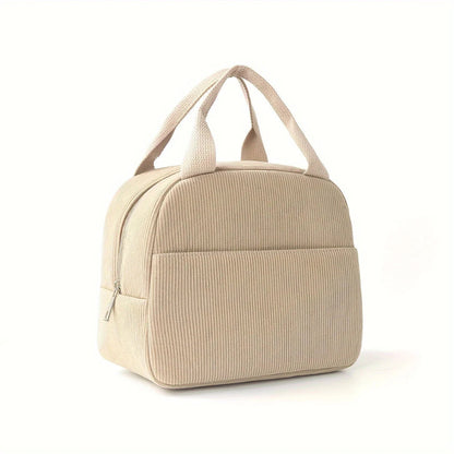 Sac Isotherme Velours Côtelé Grande Capacité – Thermique Portable pour Cuisine, École, Travail & Voyage Khaki