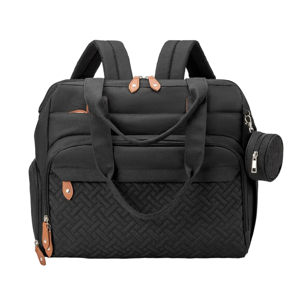 Sac Langer Backpack Grande Capacité - Oxford & Cuir Noir