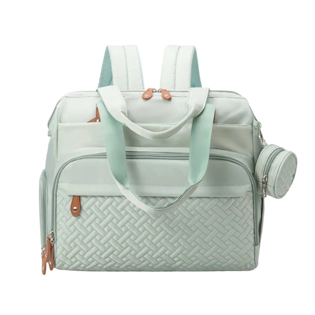 Sac Langer Backpack Grande Capacité - Oxford & Cuir Vert Menthe