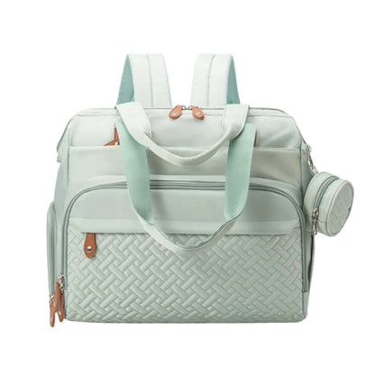 Sac Langer Backpack Grande Capacité - Oxford & Cuir Vert Menthe