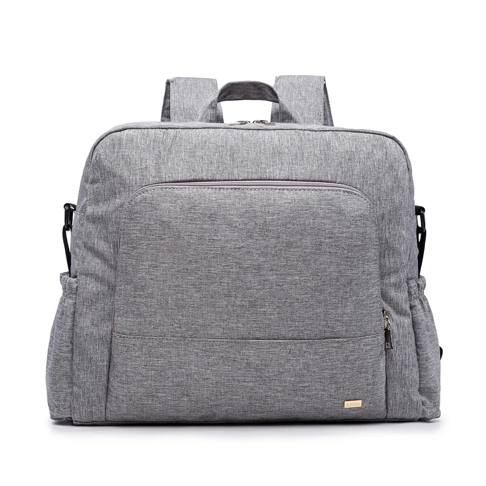 Sac à Langer Backpack Imperméable PU – Grand Format Unisexe Gris Clair