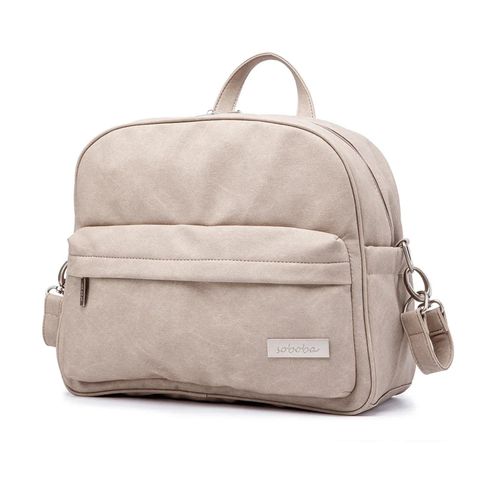 Sac à Langer Multifonction — Backpack PU Grande Capacité Beige Sable
