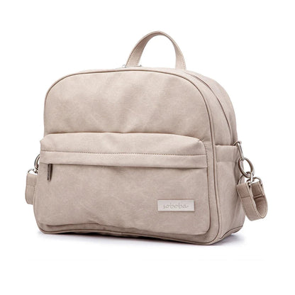 Sac à Langer Multifonction — Backpack PU Grande Capacité Beige Sable