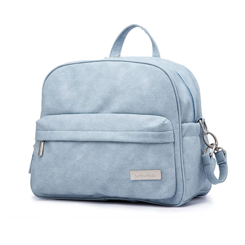 Sac à Langer Multifonction — Backpack PU Grande Capacité Bleu Clair