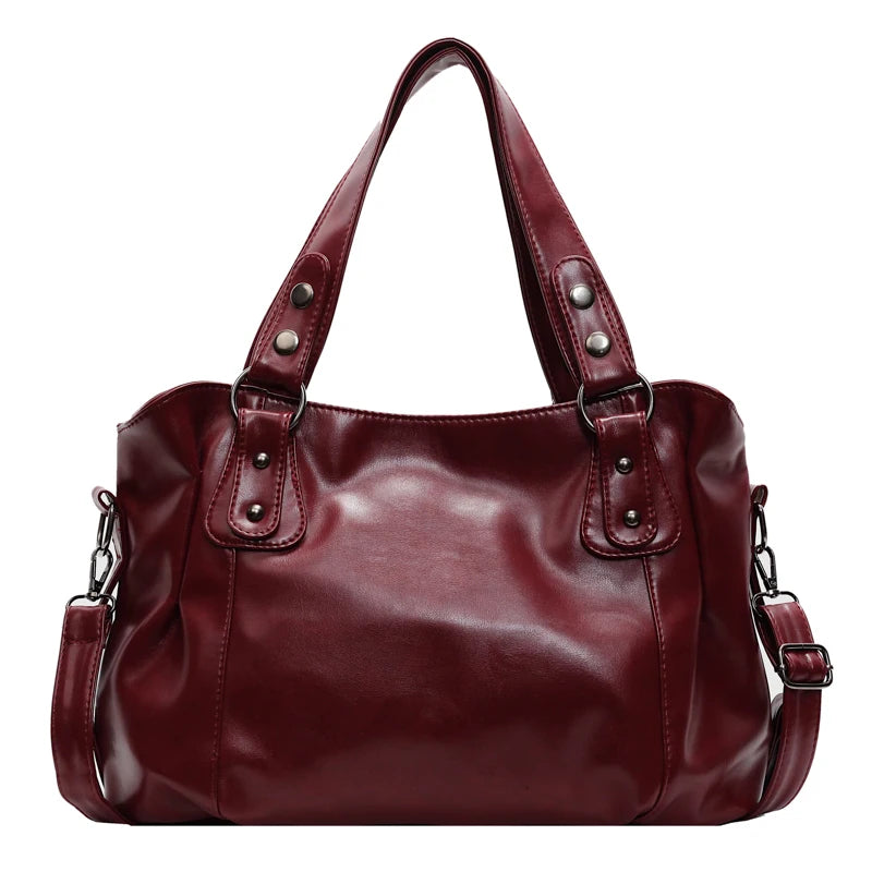 Sac à Main Femme Cabas Cuir Rétro Grande Capacité – Bandoulière Amovible Bordeaux