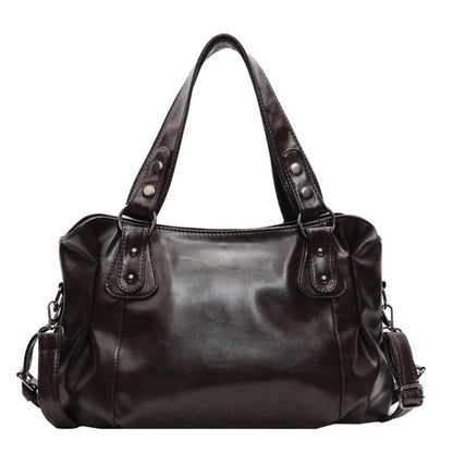 Sac à Main Femme Cabas Cuir Rétro Grande Capacité – Bandoulière Amovible Marron Foncé