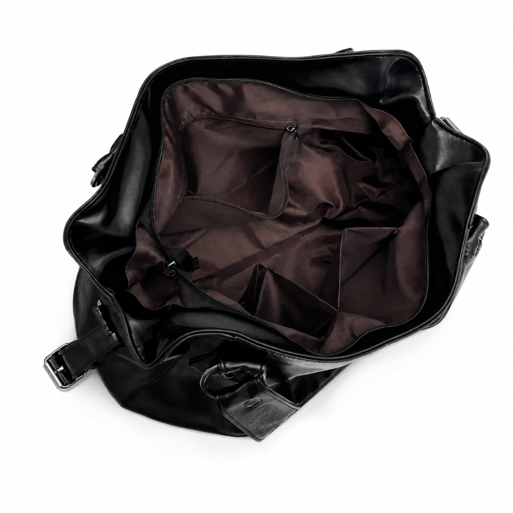 Sac à Main Femme Cabas Cuir Rétro Grande Capacité – Bandoulière Amovible Ouvert