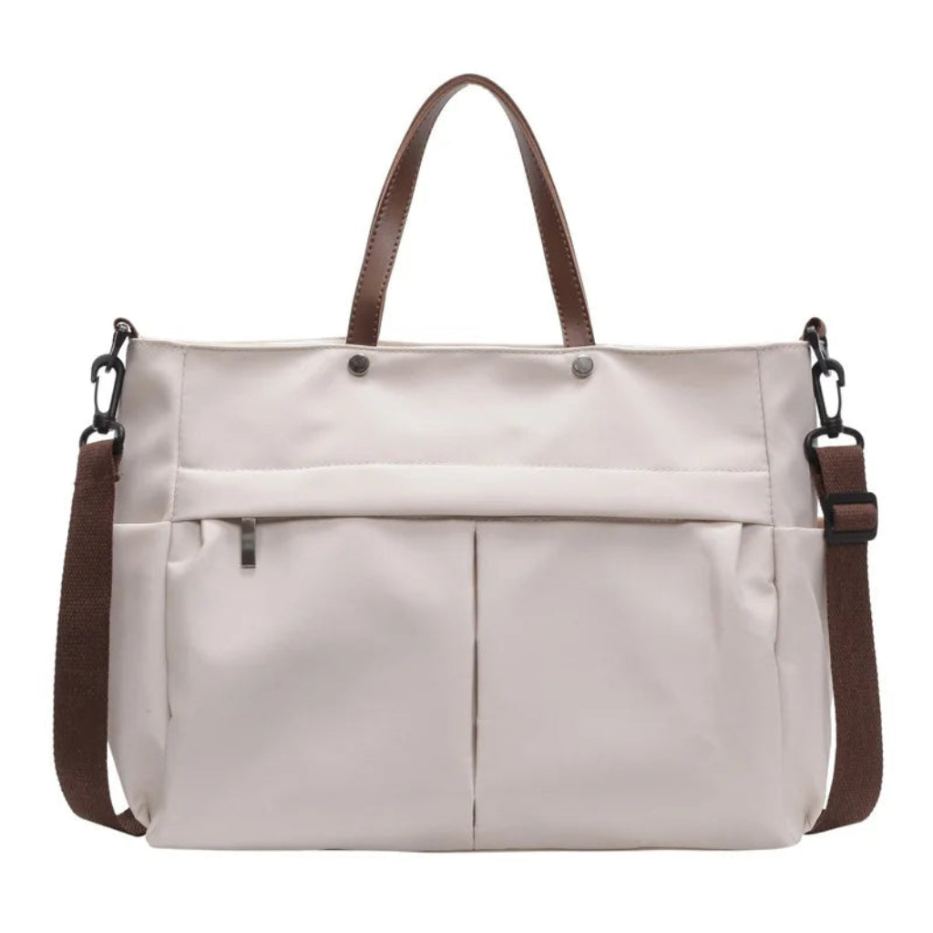 Sac à Main Femme Cabas Nylon Grande Capacité avec Bandoulière Beige