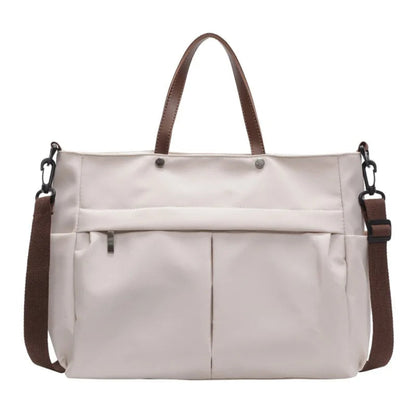 Sac à Main Femme Cabas Nylon Grande Capacité avec Bandoulière Beige