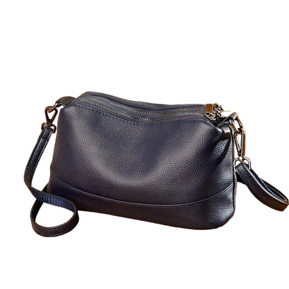 Sac à Main Femme Cuir Véritable Bleu Foncé – Bandoulière Élégante 2 Compartiments