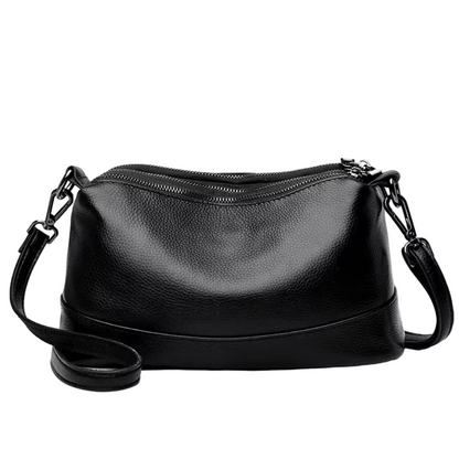 Sac à Main Femme Cuir Véritable Noir – Bandoulière Élégante 2 Compartiments