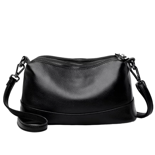 Sac à Main Femme Cuir Véritable Noir – Bandoulière Élégante 2 Compartiments