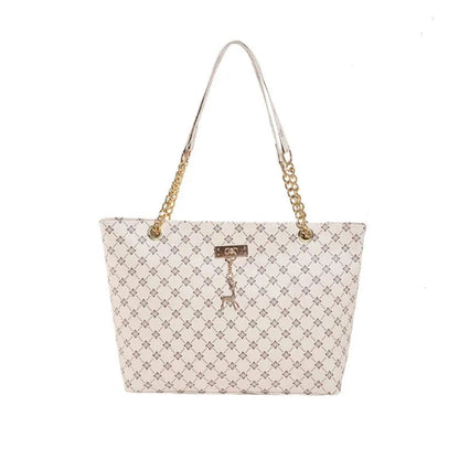 Sac à Main Femme Grande Capacité – Cuir PU Beige Motif Géométrique