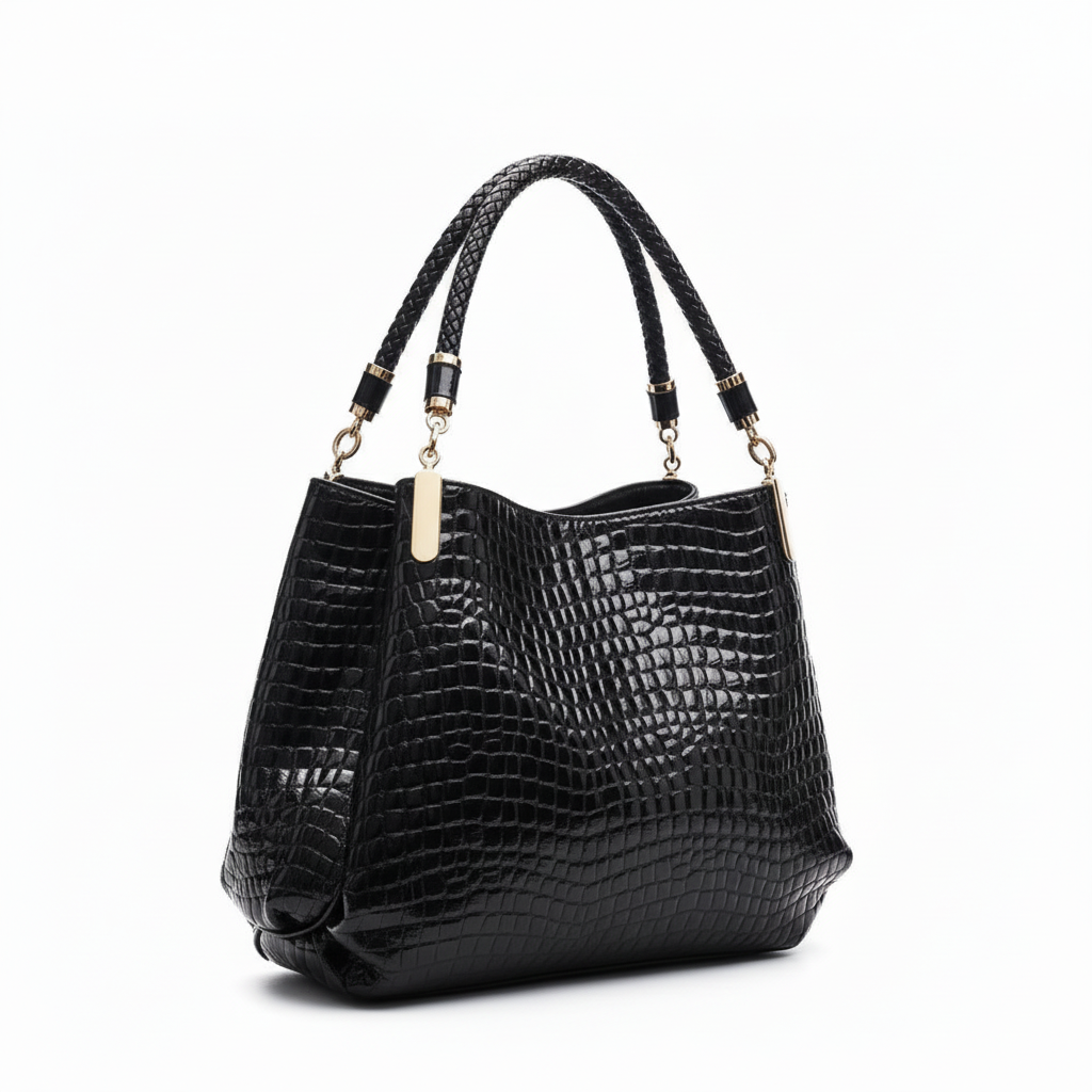 Sac à Main Femme Grande Capacité à Motif Crocodile Brillant