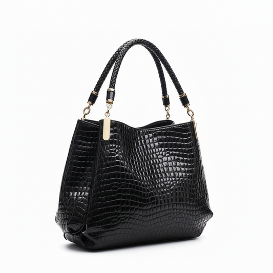 Sac à Main Femme Grande Capacité à Motif Crocodile Brillant