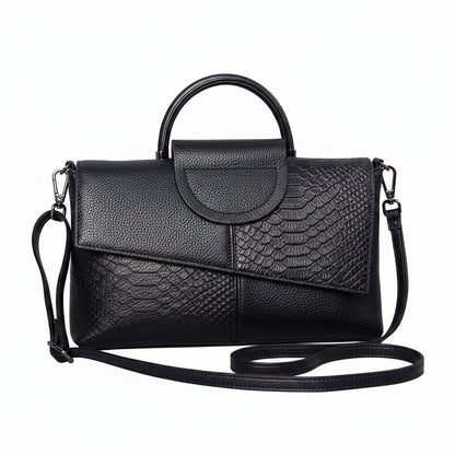 Sac à Main Femme PU Cuir Pochette Élégante Bandoulière Poignée Noir