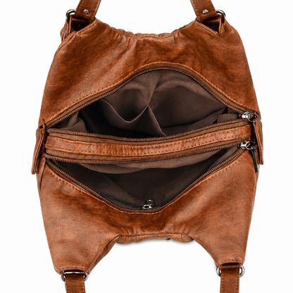 Sac à Main Femme Rétro à Rivets Métalliques – Cuir Délavé Façon Motard