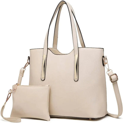 Sac à Main Femme Saffiano & Pochette, Bandoulière Amovible Beige