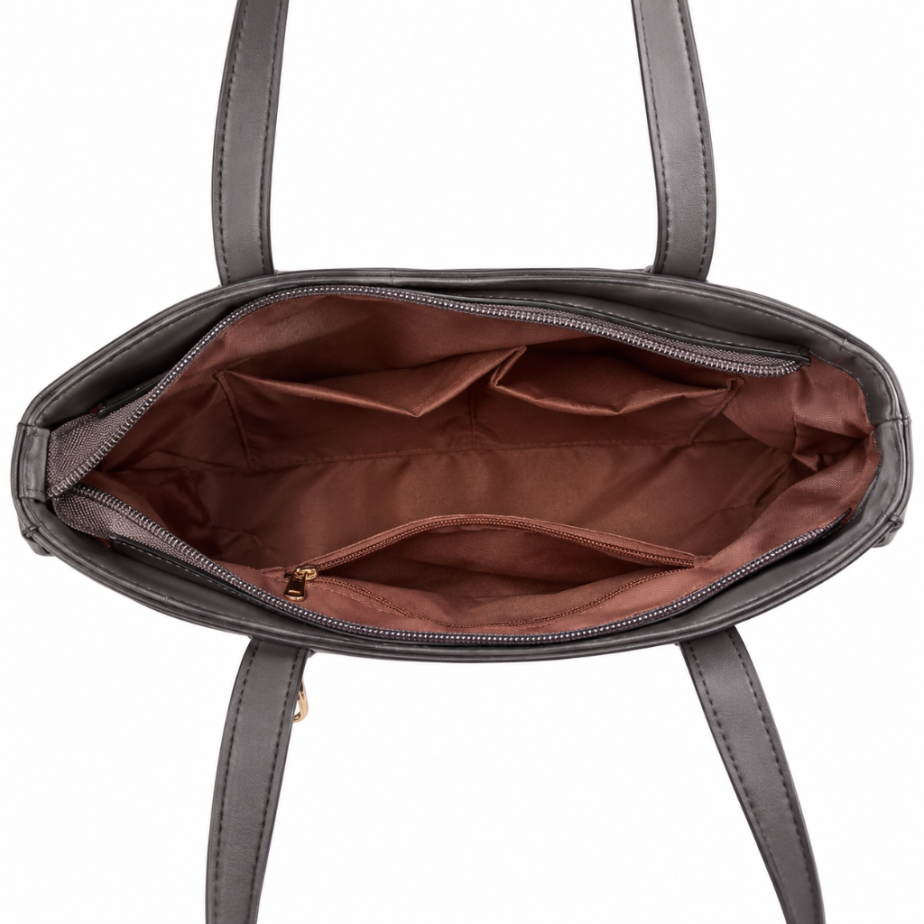 Sac à Main Femme Saffiano & Pochette, Bandoulière Amovible Ouvert