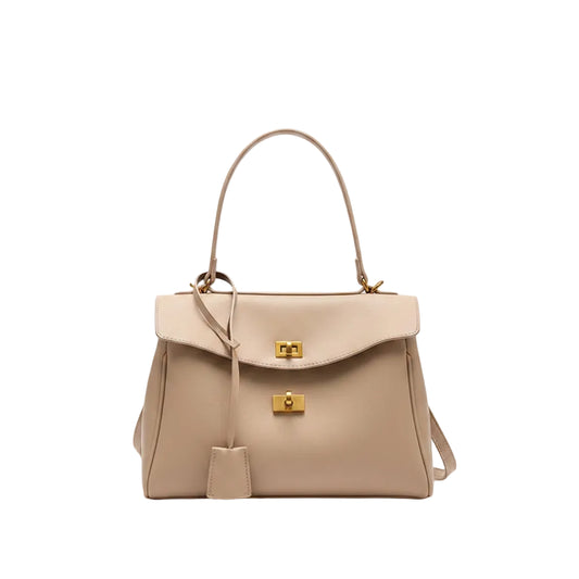 Sac à Main Femme Structuré PU Cuir - Bandoulière & Anse Beige