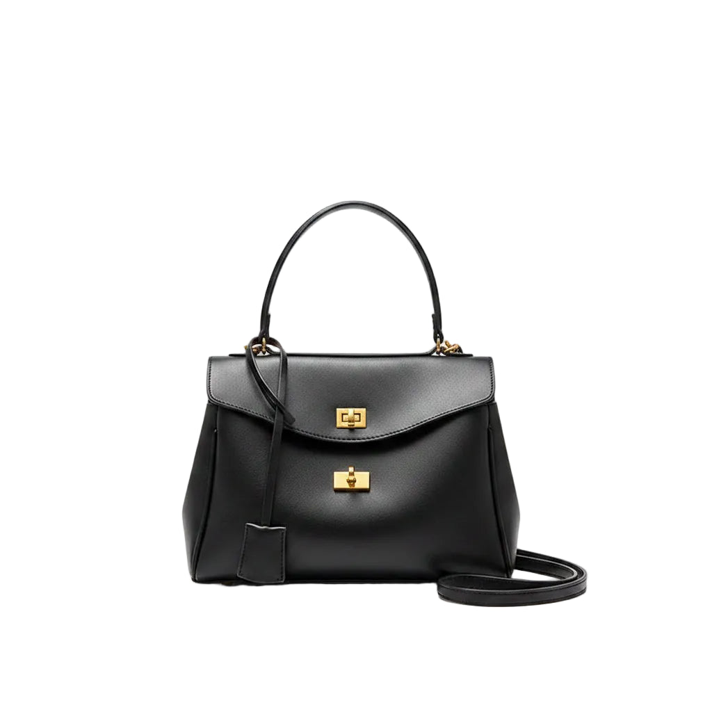 Sac à Main Femme Structuré PU Cuir - Bandoulière & Anse Noir