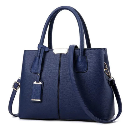 Sac à Main Femme en Cuir PU Bleu Foncé – Tote Élégant Double Compartiment