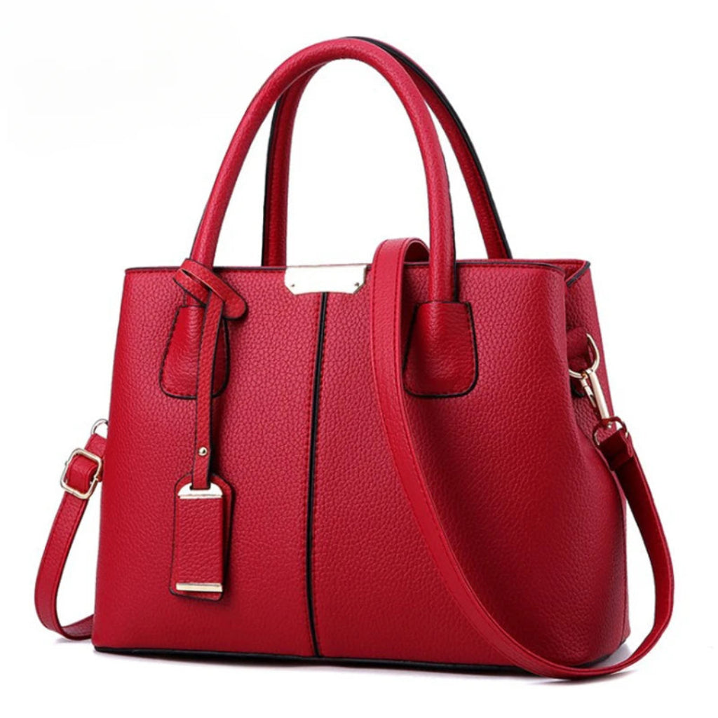 Sac à Main Femme en Cuir PU Rouge – Tote Élégant Double Compartiment