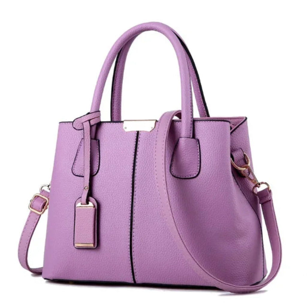 Sac à Main Femme en Cuir PU Violet – Tote Élégant Double Compartiment