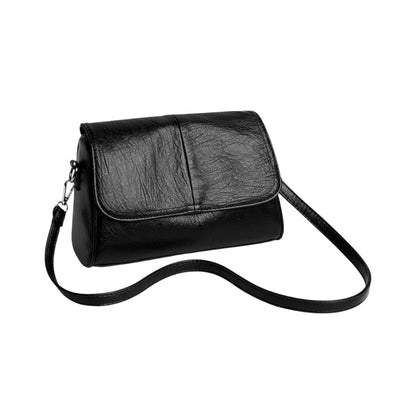 Sac à Bandoulière Femme Effet Cuir Ciré Noir – Élégance Vintage et Style Intemporel