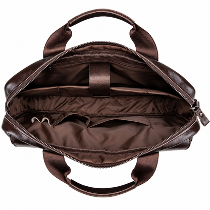 Porte-Documents Homme Cuir de Vache, 2 Poches Avant, PC 15 Pouces