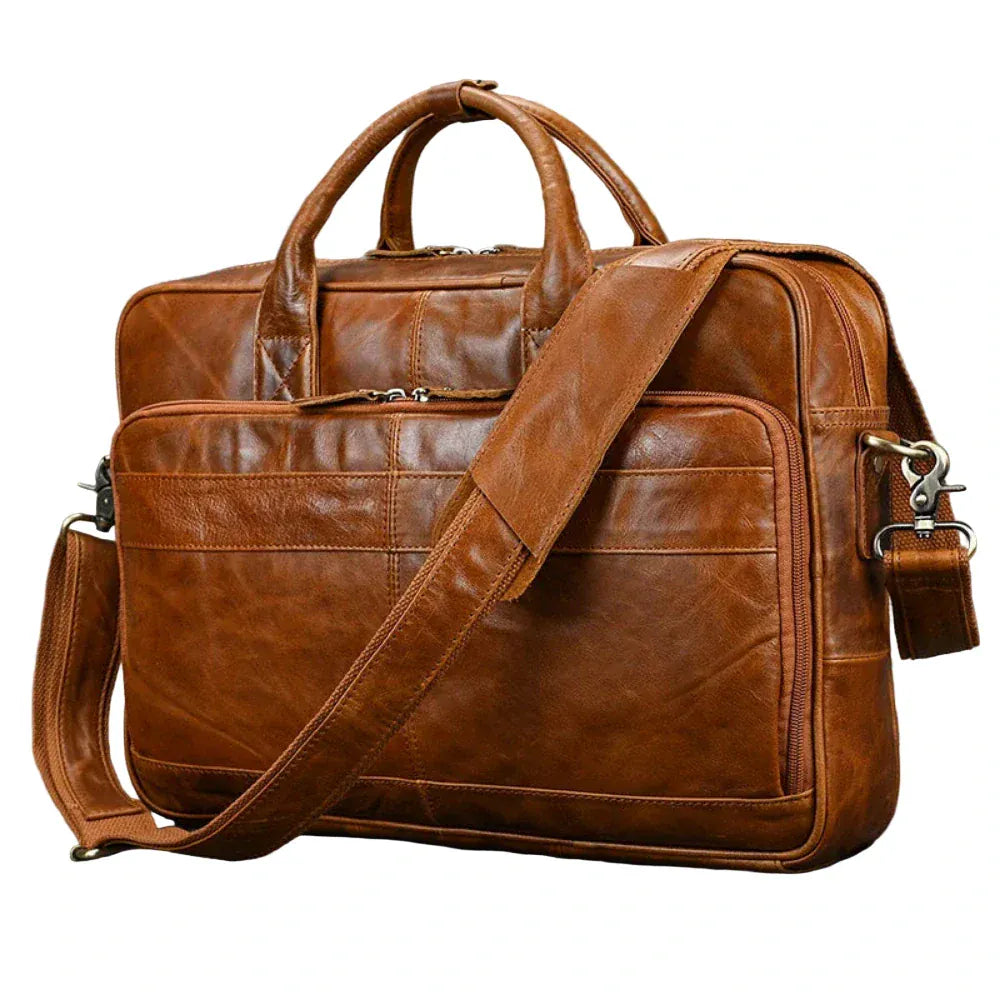 Porte-Documents Rétro en Cuir Véritable