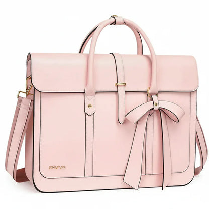 Porte-Documents 15-16 pouces - Serviette Professionnelle Cuir PU avec Nœud Décoratif