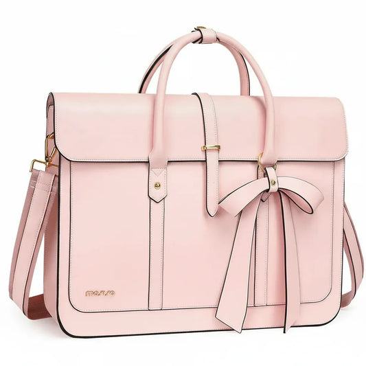 Porte-Documents 15-16 pouces - Serviette Professionnelle Cuir PU avec Nœud Décoratif