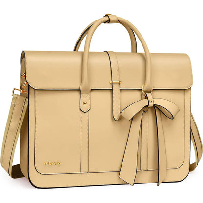 Porte-Documents 15-16 pouces - Serviette Professionnelle Cuir PU avec Nœud Décoratif