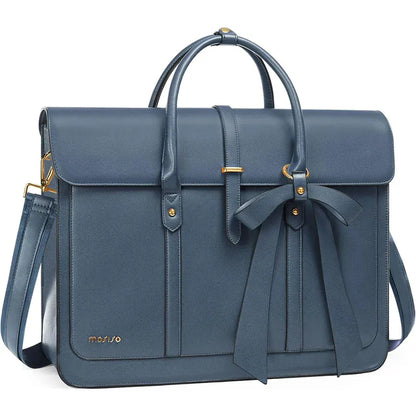 Porte-Documents 15-16 pouces - Serviette Professionnelle Cuir PU avec Nœud Décoratif