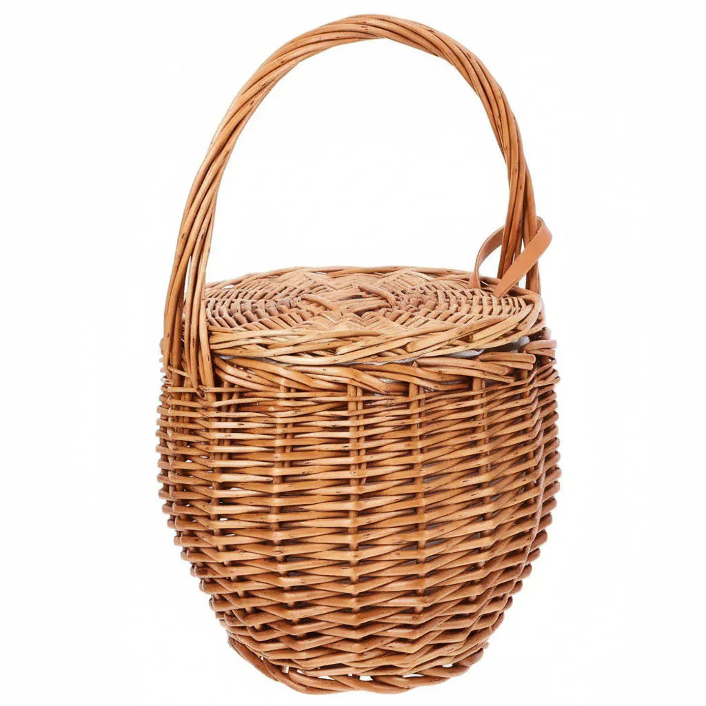 Panier en Osier – Pliable Double avec Anse, Rangement & Pique-Nique