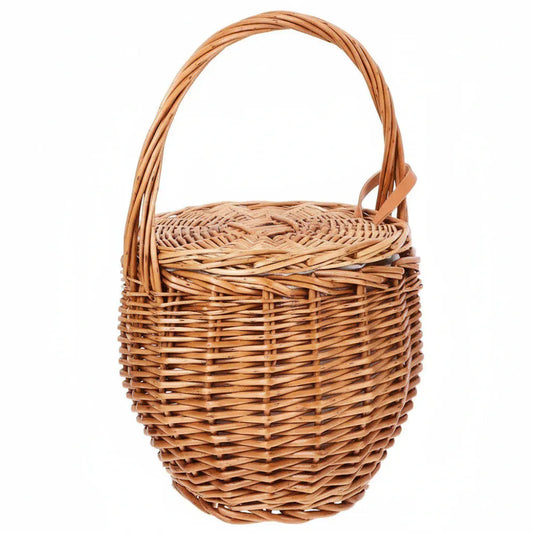 Panier en Osier – Pliable Double avec Anse, Rangement & Pique-Nique