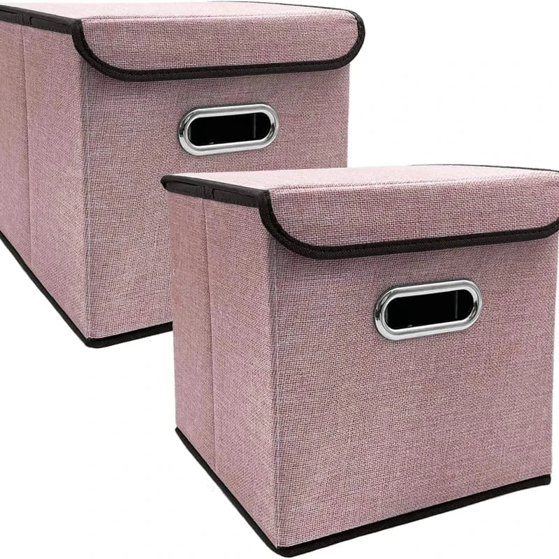 Cube de Rangement Pliables en Lin avec Couvercle 25×25cm