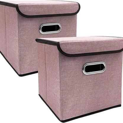 Cube de Rangement Pliables en Lin avec Couvercle 25×25cm