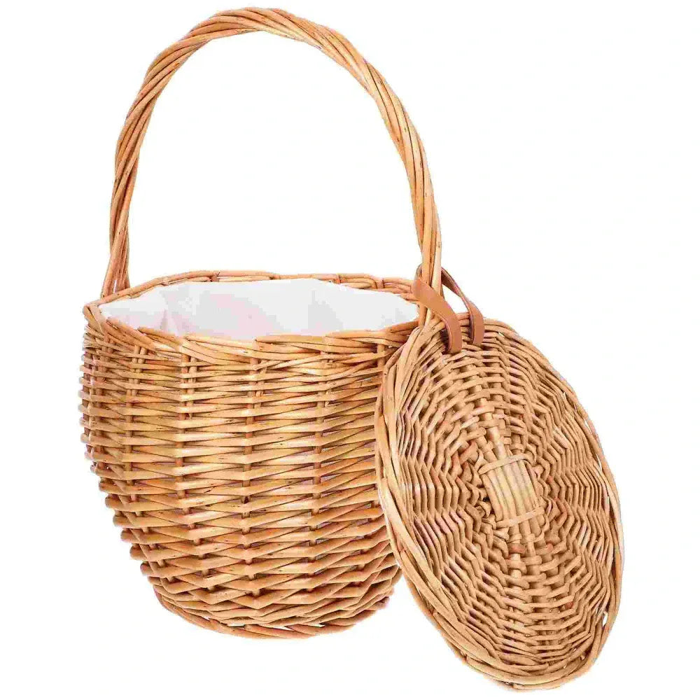 Panier en Osier Pliable avec Couvercle – Pique-Nique & Rangement