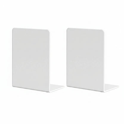 Serre-livres Métal en L — Rangement Étagère & Bureau pack de 2 blanc 16,5 x 12,5 x 8cm 