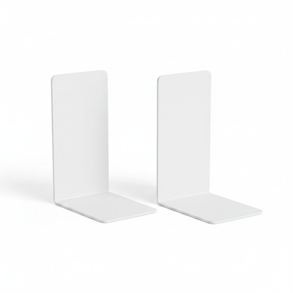 Serre-livres Métal en L — Rangement Étagère & Bureau pack de 2 blanc 19,5 x 13,5 x 10 cm 