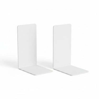 Serre-livres Métal en L — Rangement Étagère & Bureau pack de 2 blanc 19,5 x 13,5 x 10 cm 