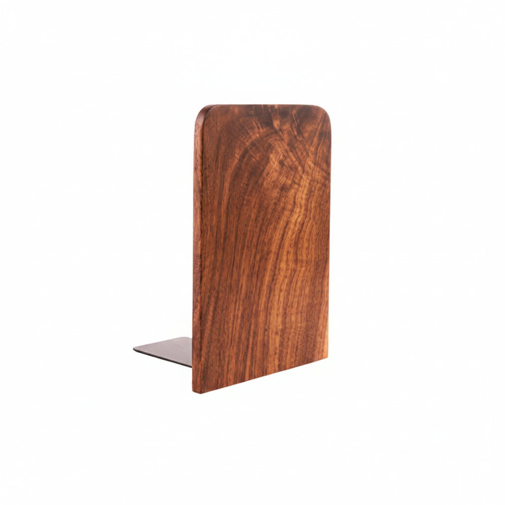 Serre-livres en Bois Naturel - Organisateur Bureau Design Noyer 17 x 12 cm x 10,5cm