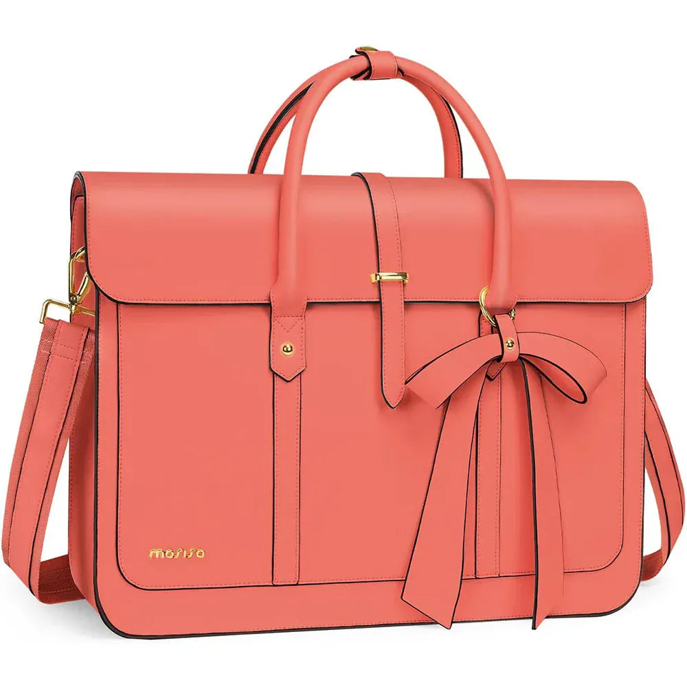 Porte-Documents 15-16 pouces - Serviette Professionnelle Cuir PU avec Nœud Décoratif